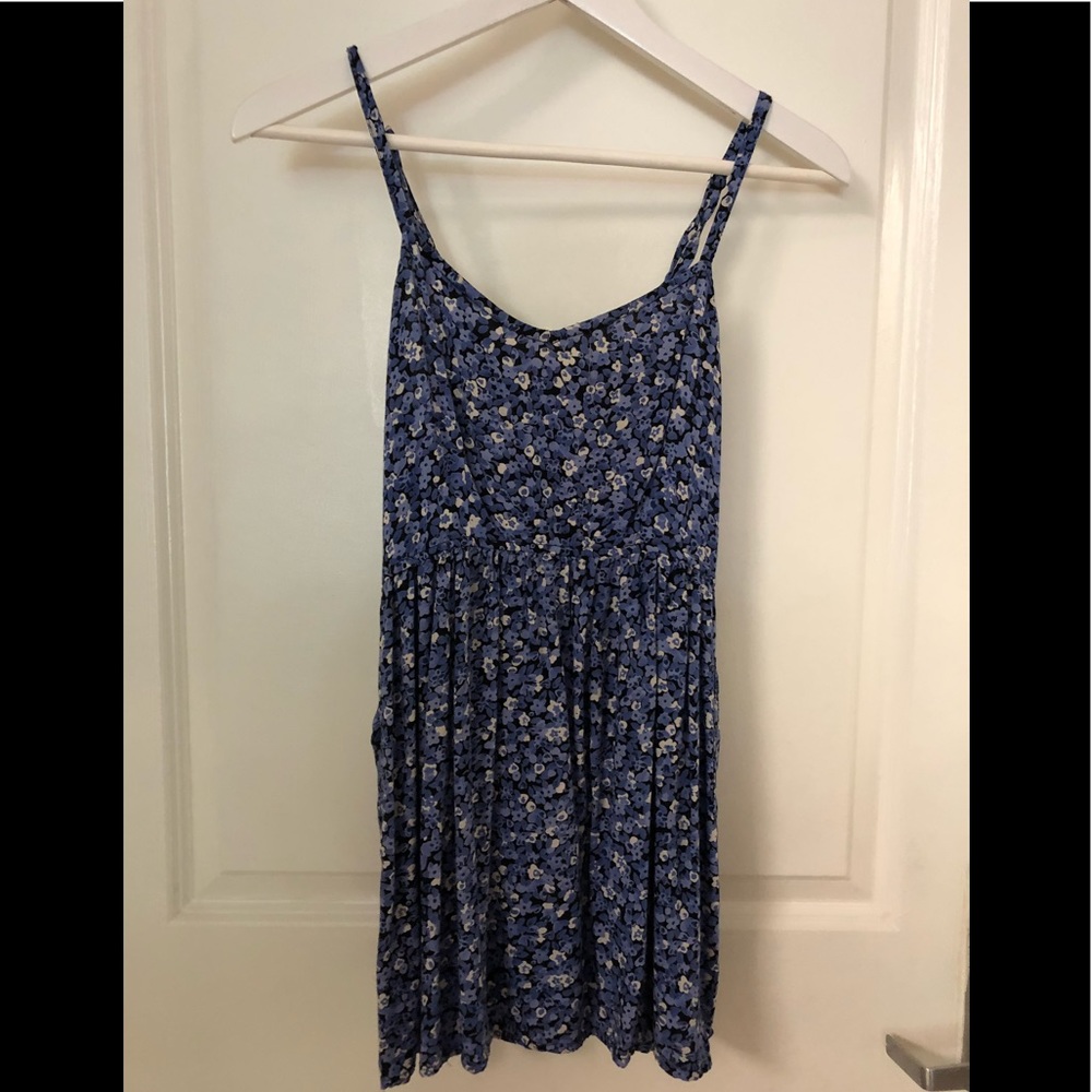 Blue Floral Blouse Spaghetti Strap Top Medium M